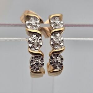 925 Silver Gold-Tone Diamond Look Floral Cluster Stud Earrings